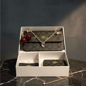 Coach Black and Gold Handbag with Wallet